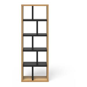 Knižnica v dekore duba v čierno-prírodnej farbe 70x198 cm Berlin – TemaHome