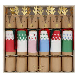 Vianočné crackery v súprave 6 ks Reindeers in Jumpers – Meri Meri