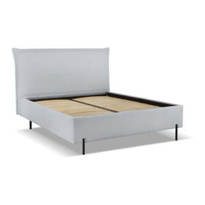 Sivá čalúnená dvojlôžková posteľ s úložným priestorom s roštom 180x200 cm Armie – Milo Casa