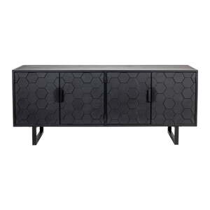 Čierna nízka komoda z borovicového dreva 140x58 cm Linc – White Label
