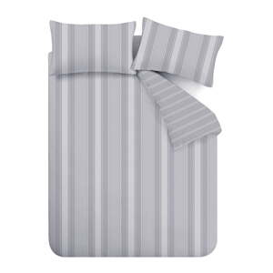 Sivé flanelové obliečky na dvojlôžko 200x200 cm Ticking Stripe – Bianca