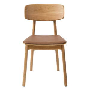 Koňakovohnedá/v prírodnej farbe jedálenská stolička z imitácie kože Livo – Unique Furniture