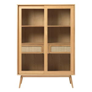 Vitrína v dekore duba s posuvnými dverami v prírodnej farbe 110x160 cm Barrali – Unique Furniture
