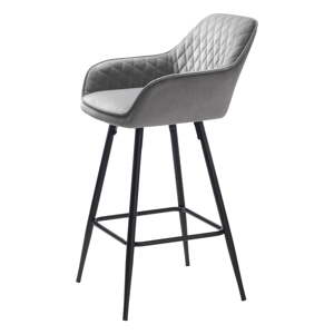 Sivá zamatová barová stolička (výška sedadla 67 cm) Milton – Unique Furniture