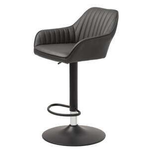 Tmavosivá barová stolička s nastaviteľnou výškou z imitácie kože Brooks – Unique Furniture