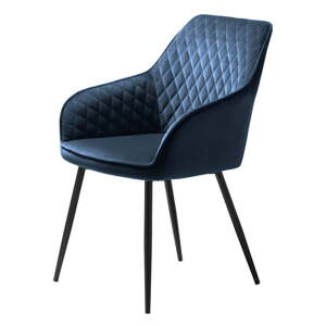 Modrá zamatová jedálenská stolička Milton – Unique Furniture