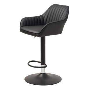 Čierna barová stolička s nastaviteľnou výškou z imitácie kože Brooks – Unique Furniture