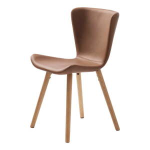 Koňakovohnedá jedálenská stolička z imitácie kože Teslin – Unique Furniture