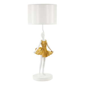 Biela/v zlatej farbe stolová lampa s textilným tienidlom (výška  90,5 cm) Dancer – Mauro Ferretti