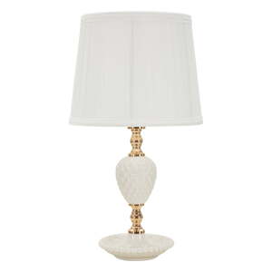Biela stolová lampa s textilným tienidlom (výška 44 cm) Torre – Mauro Ferretti