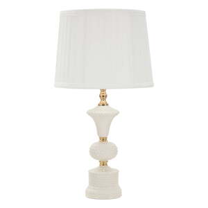 Biela stolová lampa s textilným tienidlom (výška  57 cm) Caserta – Mauro Ferretti