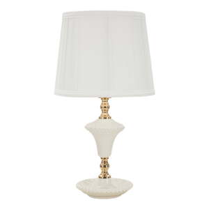 Biela stolová lampa s textilným tienidlom (výška  45 cm) Caserta – Mauro Ferretti