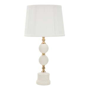 Biela stolová lampa s textilným tienidlom (výška 59 cm) Napoli – Mauro Ferretti