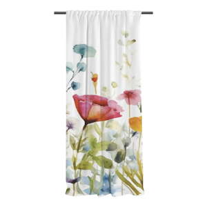 Biely záves z bavlneného saténu 110x250 cm Watercolour Flowers – Butter Kings