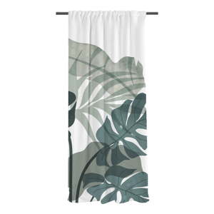 Biely/khaki záves z bavlneného saténu 110x250 cm Deep Jungle – Butter Kings