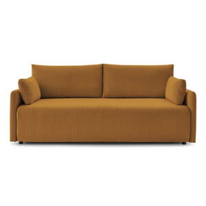 Menčestrová rozkladacia pohovka v horčicovej farbe 211 cm Marcel – Bobochic Paris