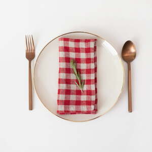 Ľanové obrúsky v súprave 2 ks Red Gingham – Linen Tales