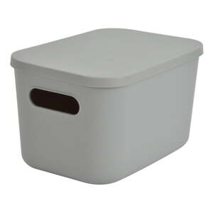 Sivý plastový úložný box s vekom 24,5x18x15 cm – Homéa