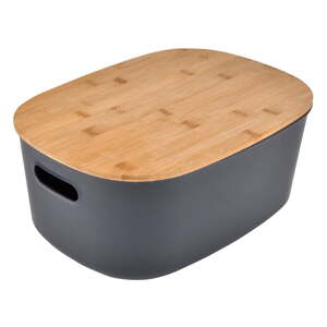 Antracitovosivý plastový úložný box s vekom 24x18x12,5 cm – Homéa