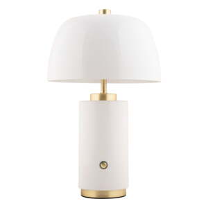Biela LED stolová lampa so stmievačom s kovovým tienidlom (výška  30 cm) Freya – Leitmotiv