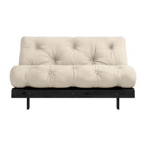 Sivobéžová ľanová rozkladacia pohovka 140 cm Roots Black Night – Karup Design