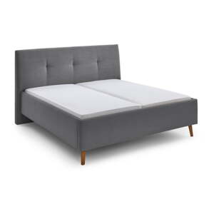 Sivá čalúnená dvojlôžková posteľ s úložným priestorom s roštom 180x200 cm Madea – Meise Möbel