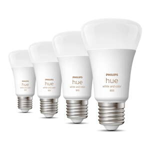 LED žiarovky v súprave 4 ks E27, 9 W White and color ambiance – Philips Hue