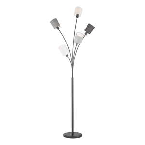 Čierna/sivá stojacia lampa s textilným tienidlom (výška  172 cm) Koi – Fischer & Honsel