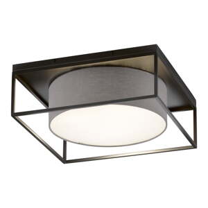 Čierne/sivé stropné svietidlo s textilným tienidlom 60x60 cm Carre – Fischer & Honsel