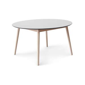 Okrúhly rozkladací jedálenský stôl s bielou doskou a prídavnou doskou ø 135 cm Meza – Hammel Furniture
