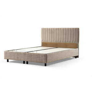 Béžová čalúnená jednolôžková posteľ s úložným priestorom s roštom 120x200 cm Safir – Kalune Design