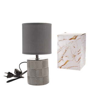 Sivá stolová lampa s textilným tienidlom (výška  27 cm) – Dakls