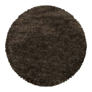 Tmavohnedý okrúhly koberec ø 120 cm Fluffy – Ayyildiz Carpets