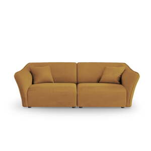 Pohovka z textílie buklé v horčicovej farbe 206 cm Tokyo – Cosmopolitan Design