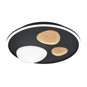 Čierne LED stropné svietidlo na diaľkové ovládanie/so stmievačom Pebble – Trio
