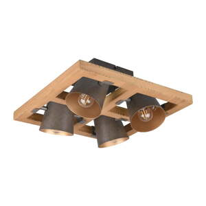 Tmavosivé/v prírodnej farbe stropné svietidlo s kovovým tienidlom 39x39 cm Bell – Trio