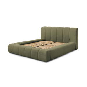Zelená čalúnená dvojlôžková posteľ s úložným priestorom s roštom 140x190 cm Denali – Bobochic Paris
