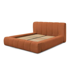 Oranžová čalúnená dvojlôžková posteľ s úložným priestorom s roštom 140x190 cm Denali – Bobochic Paris