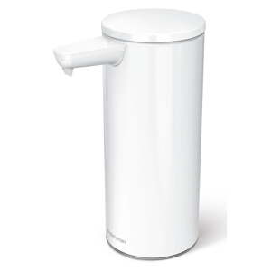 Biely bezdotykový kovový dávkovač mydla 266 ml – simplehuman