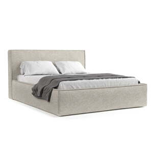 Béžová čalúnená dvojlôžková posteľ s úložným priestorom s roštom 180x200 cm Lounge L – Maison de Rêve