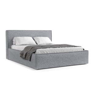 Sivá čalúnená dvojlôžková posteľ s úložným priestorom s roštom 160x200 cm Lounge L – Maison de Rêve