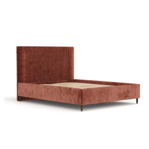 Čalúnená dvojlôžková posteľ s úložným priestorom s roštom 180x200 cm v tehlovej farbe Etero – Maison de Rêve