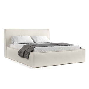 Krémovobiela čalúnená dvojlôžková posteľ s úložným priestorom s roštom 200x200 cm Lounge L – Maison de Rêve