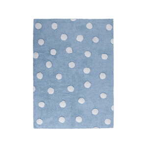 Modrý prateľný ručne tkaný bavlnený detský koberec 120x160 cm Polka Dots Blue – Lorena Canals