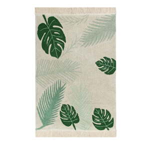 Zelený/krémovobiely prateľný/ručne tkaný bavlnený detský koberec 140x200 cm Tropical Green – Lorena Canals