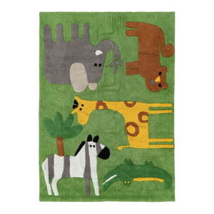 Zelený prateľný bavlnený detský koberec 120x160 cm Animals – Ixia