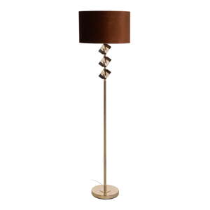 Hnedá/v zlatej farbe stojacia lampa s textilným tienidlom (výška  163 cm) – Ixia