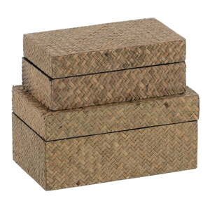 Hnedé dekoratívne úložné boxy v súprave 2 ks 25x15x12 cm – Ixia