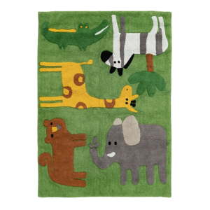 Zelený prateľný bavlnený detský koberec 100x135 cm Animals – Ixia