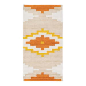 Oranžový prateľný bavlnený behúň 90x175 cm Azteca – Ixia